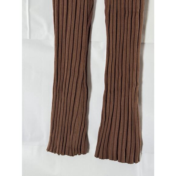 URBAN OUTFITTERS LIONESS Women's Brown Donna Rib Knit Flare-Leg Pull-On Pant SZM - Picture 2 of 7